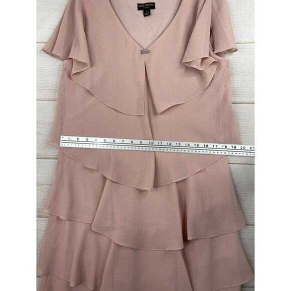 Ignite Evenings Women's Size 14 Dress Mother of the Bride Pink Tiered Chiffon - Picture 6 of 9